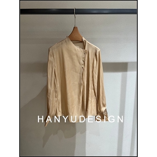 立领褶皱衬衫 桑蚕丝新中式 26早春新款 女 韩钰DESIGN