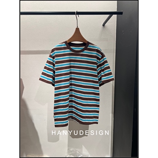 条纹短袖 撞色休闲时尚 26早春新款 T恤女 韩钰DESIGN