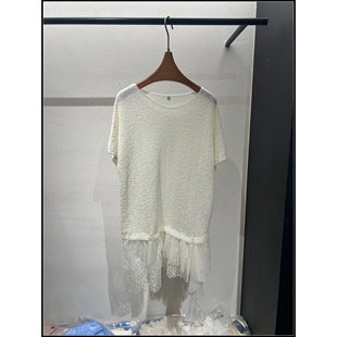 白色蕾丝拼接短袖 韩版 26早春新款 T恤女 韩钰DESIGN