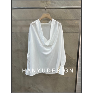 白色松弛感极简风荡领系带衬衫 26早春新款 女 韩钰DESIGN