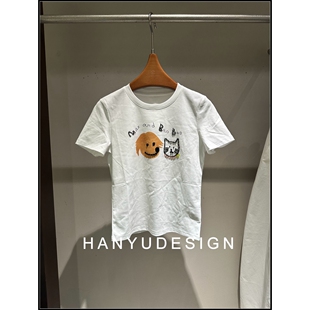 卡通可爱小猫印花短袖 26早春新款 T恤女 韩钰DESIGN