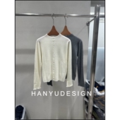 100%羊毛设计感木耳边圆领套头针织衫 韩钰DESIGN 毛衣女