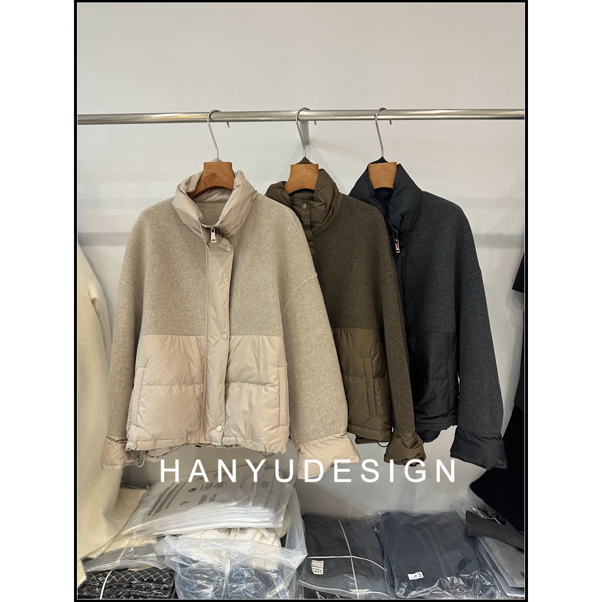 韩钰DESIGN时尚拼接羽绒服