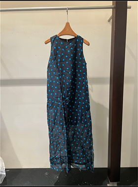 【韩钰DESIGN】26夏季新款 蓝色复古圆领无袖波点连衣裙女
