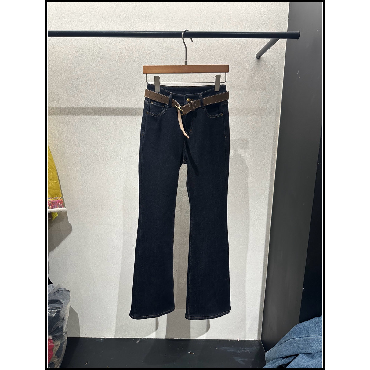 复古设计感腰带长裤女