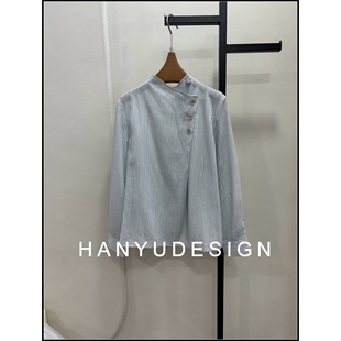衬衫 设计感立领斜扣长袖 26早春新款 女 韩钰DESIGN