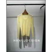 100%羊毛洋气大U领亲肤细打底针织衫 韩钰DESIGN 女