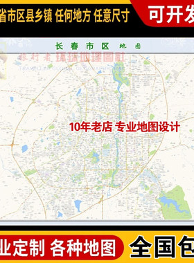 超大巨幅 长春市区地图订制定做 城市城区海报2025新版装饰画卫星
