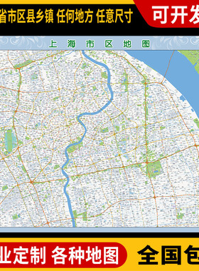 超大巨幅 上海市区地 图订制定做 城市城区海报2025新版装饰地形