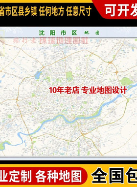 超大巨幅 沈阳市区地图订制定做 城市城区海报2025新版装饰画街道