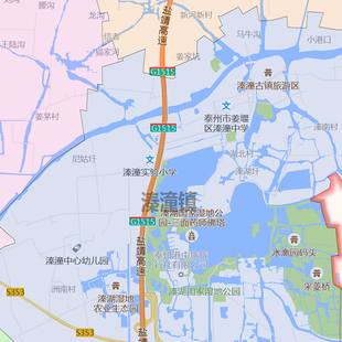 姜堰区地图高清贴图江苏省泰州市彩色墙贴年路线