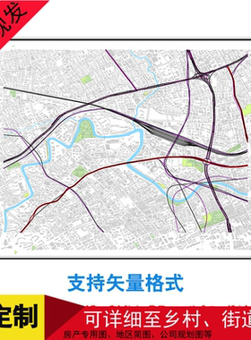 可订制上海火车站附近部份矢量地图年线路交通绿地创意电子版路线
