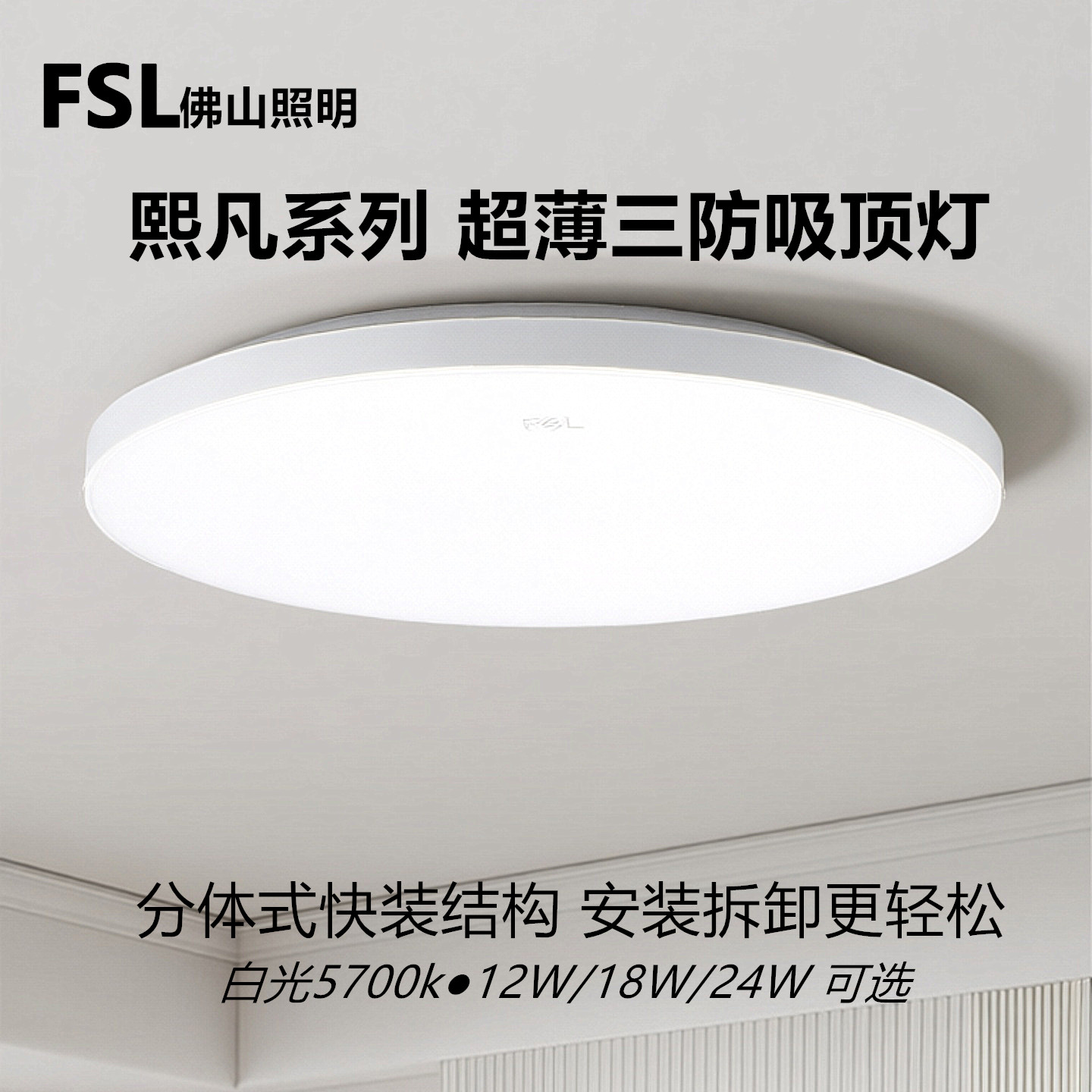 FSL三防吸顶灯白光5700K防蚊虫