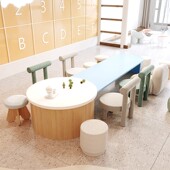 实木儿童桌椅套装 幼儿园手工绘画 画区架空层样品屋展示中心接待