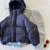 小中童90 130 韩版 字母印花羽绒服男童冬季 面包服连帽外套女童