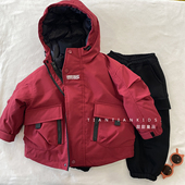 外套连件套 男童连帽三合一羽绒服冬加厚冲锋衣工装 小童90 130