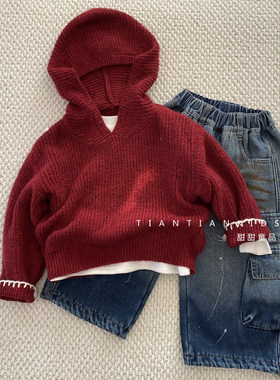 男童女宝连帽针织衫毛衣
