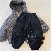 小童90 冬女宝百搭长裤 130 工装 加厚加绒休闲布裤 男童韩版 裤 子