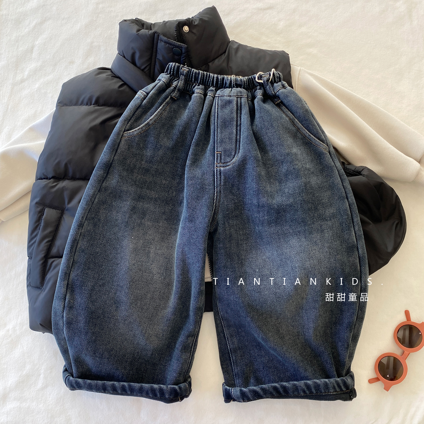 男童秋冬款弯刀牛仔裤