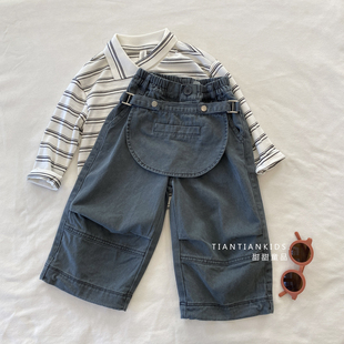 我是小童 百搭休闲裤 韩版 男童秋款 女童 洗褪围围裤