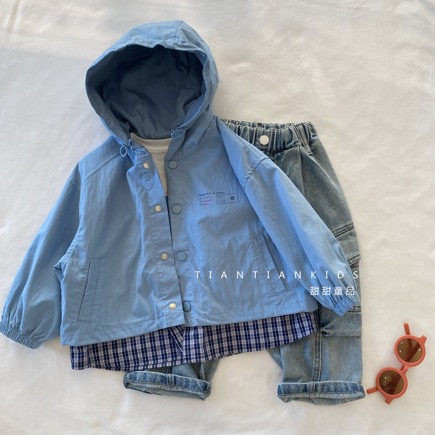 【小童90-130码】韩版假两件印花外套男女童春休闲格纹连帽夹克衫,童装/婴儿装/亲子装,普通外套,淘宝优惠券,粉丝福利购,淘宝优惠卷