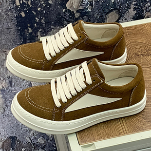 ro鞋子男主线小三角暗黑风板鞋低帮时尚百搭复古厚底增高休闲鞋潮