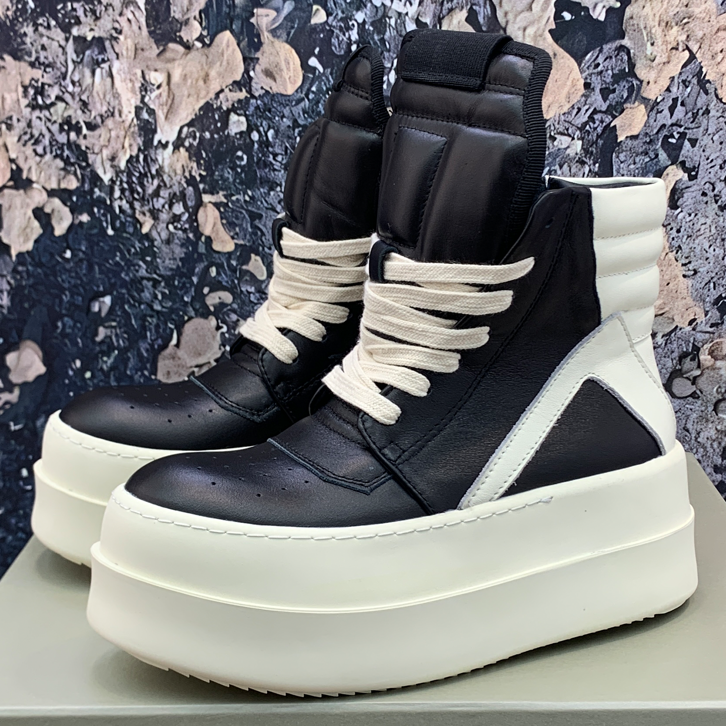 ro倒三角厚底鞋男暗黑短靴增高显瘦高帮鞋真皮奶香运动休闲板鞋女