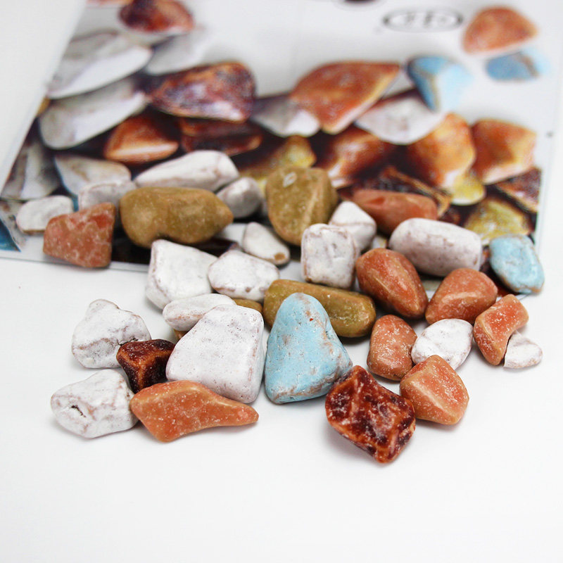 小石头蛋糕装饰摆件小石豆巧克力味奶糖食用石头糖森系生日配件