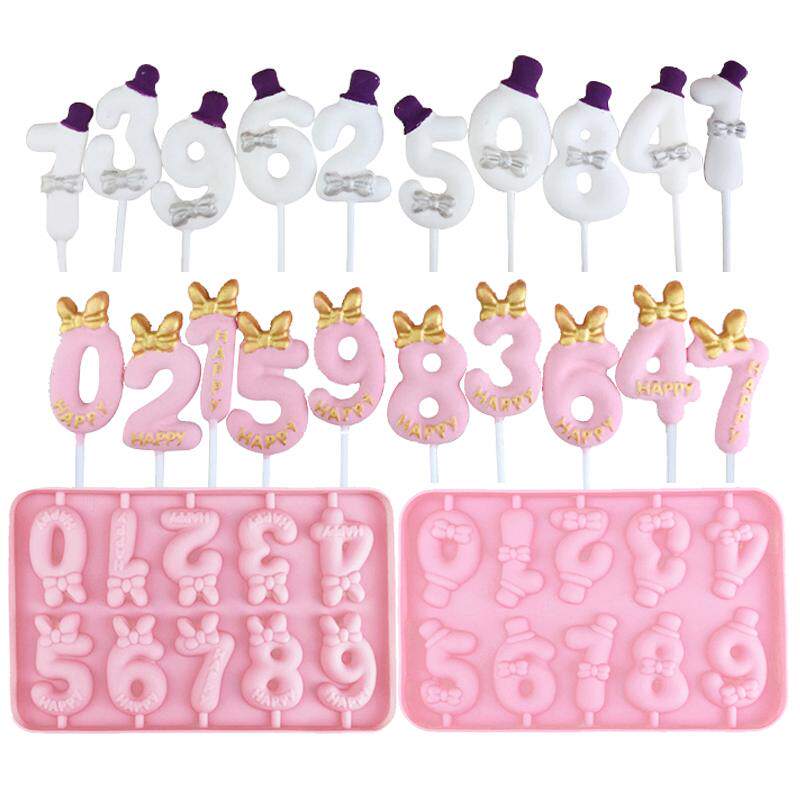 可爱数字生日快乐蛋糕装饰插件摆件宝宝女孩巧克力翻糖硅胶模具