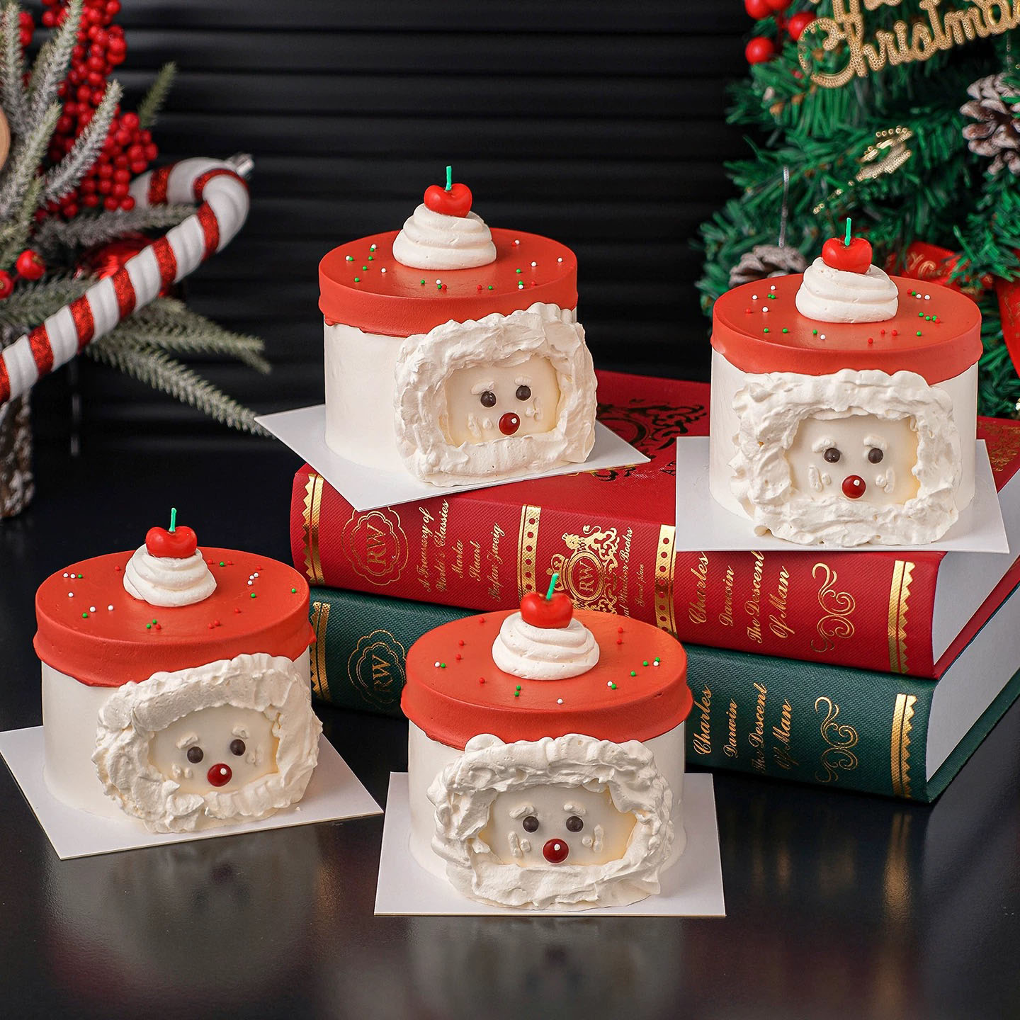 2026圣诞节ins风韩式蛋糕装饰小樱桃蜡烛摆件圣诞老人烘焙装饰糖