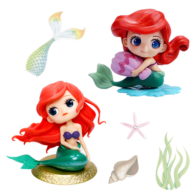 海洋美人鱼公主蛋糕装饰摆件卡通儿童节女神鱼尾海星生日快乐插牌