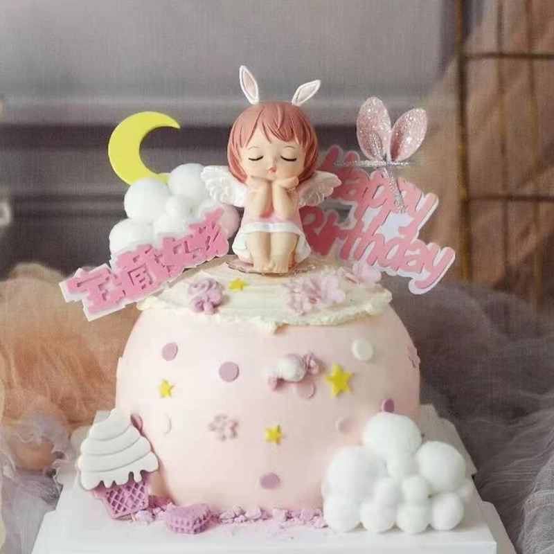 安妮祈寿天使翅膀蝴蝶结蛋糕装饰