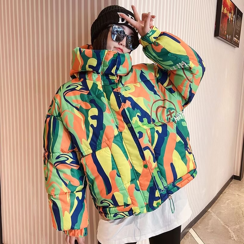小个子羽绒棉服连帽彩色棉袄外套