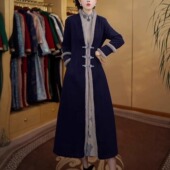 秋冬高端轻奢中式 国风复古雪尼尔加厚保暖洋气百搭优雅风衣外套女