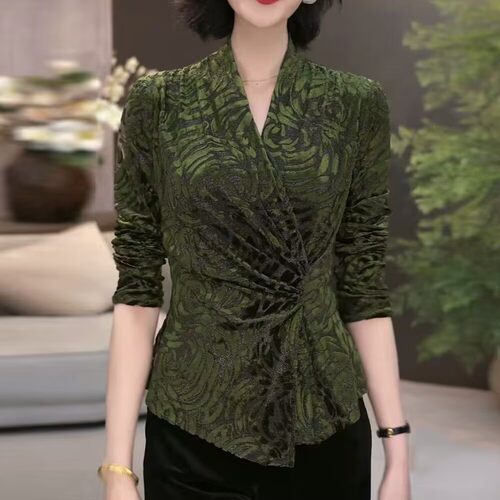 V领显瘦气质减龄优雅衬衫上衣女