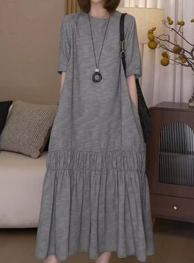 蛋糕长裙休闲宽松垂感透气连衣裙
