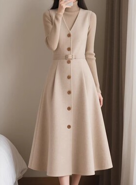 十三行2026春秋高端时尚轻奢高级感马甲背心连衣裙+上衣两件套女