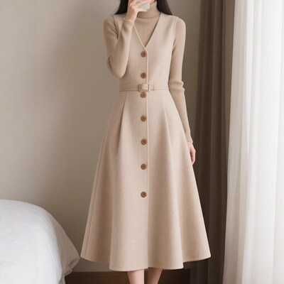 高端马甲背心连衣裙+上衣两件套