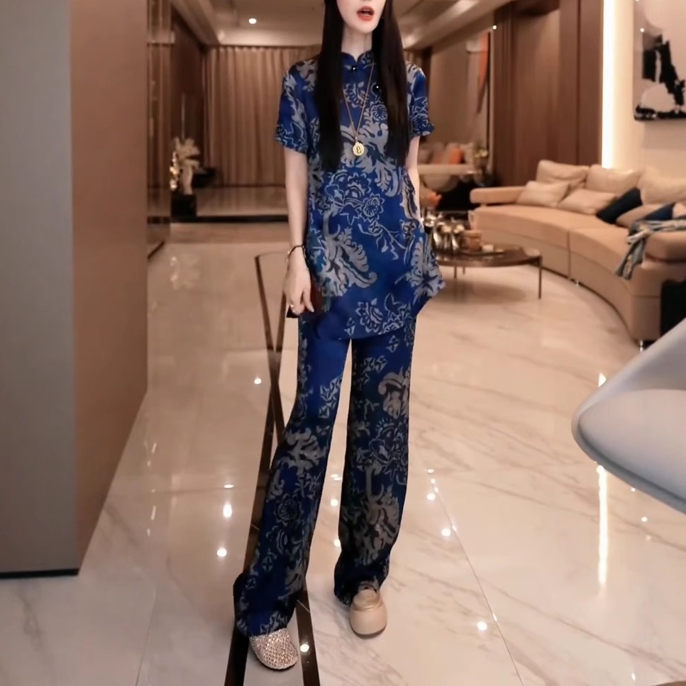 高端时尚新中式复古重工提花改良旗袍两件套女显瘦遮肉百搭套装潮