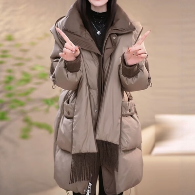 高档专柜轻奢精纺羽绒棉服外套女