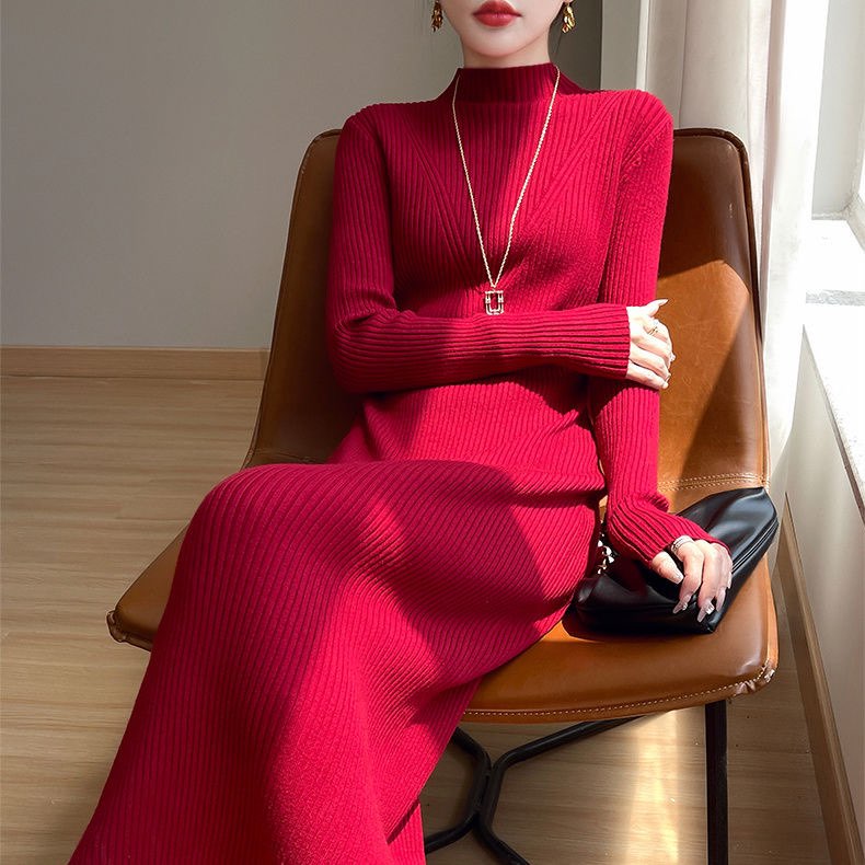 秋冬高端时尚轻奢高级感针织长裙