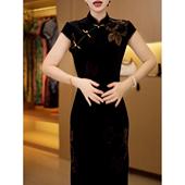 高端时尚 中国风复古改良旗袍长裙女气质收腰显瘦老上海过膝连衣裙