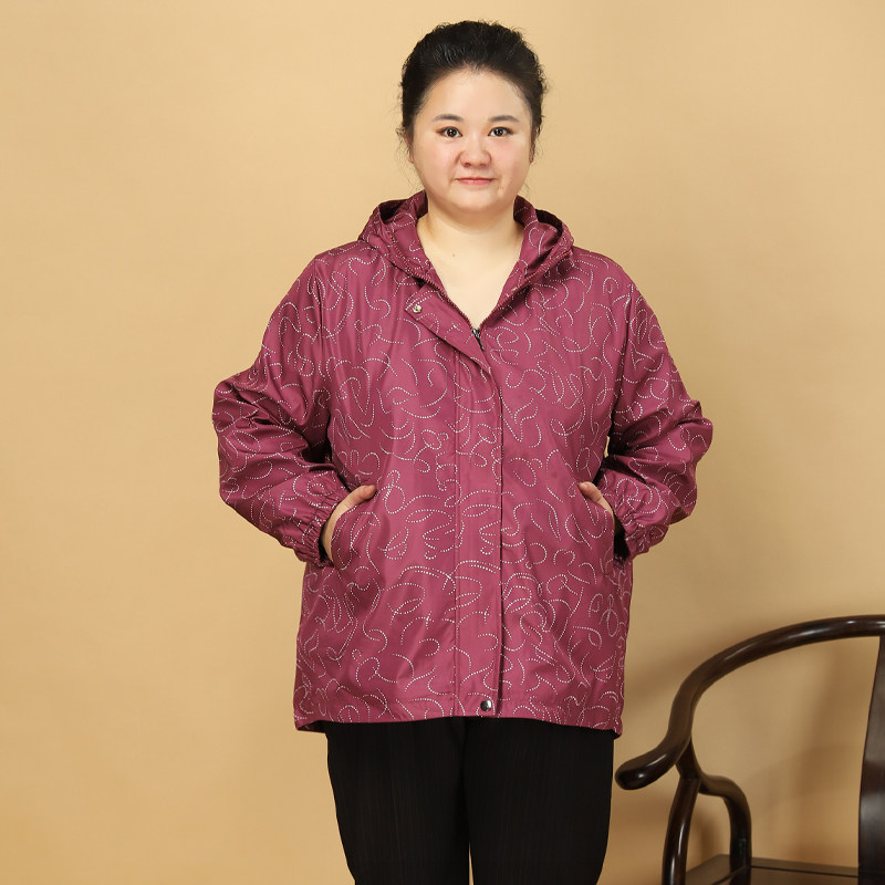 夹克胖妈妈大码女装上衣连帽宽松图片