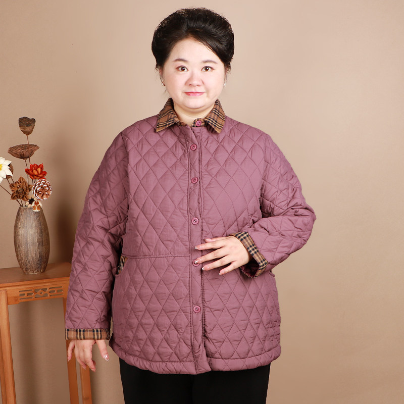 2026新款春秋薄棉服200斤加大码中老年春季小棉袄胖妈妈棉衣外套