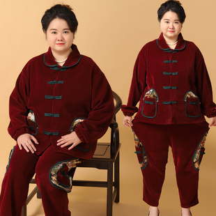 老太太秋冬款 灯芯绒奶奶套装 加大宽松舒适 胖妈妈秋装 中老年人大码