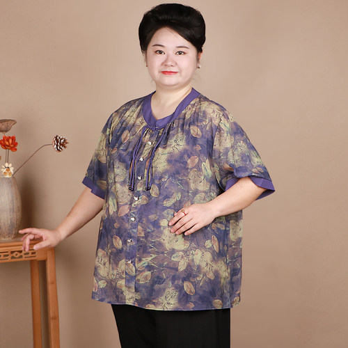 胖妈妈夏季T恤中老年特大码女装