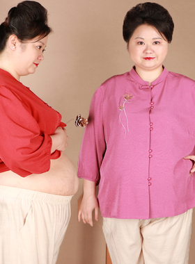 78XL加肥大码中老年女装春夏衬衫200斤胖妈妈中式上衣母亲节礼物