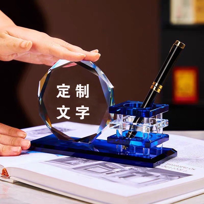 创意水晶笔筒台历架定制送礼图片