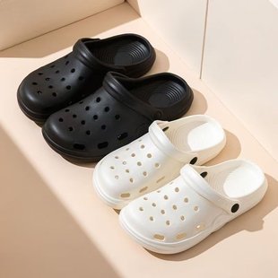 法式 沙滩凉拖男 情侣洞洞鞋 女夏潮可爱少女心防滑轻便护士鞋