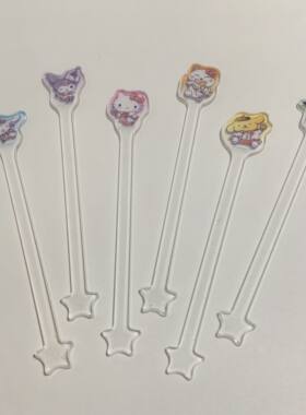 日单 可爱卡通三丽家 HelloKitty布丁狗库洛米 亚克力搅拌棒